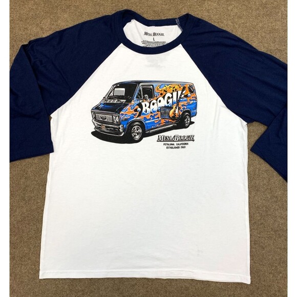 Mesa Boogie Shirt Mens L Retro 70s Van Graphic 3/4 Raglan Sleeve Baseball Tee - Picture 2 of 8